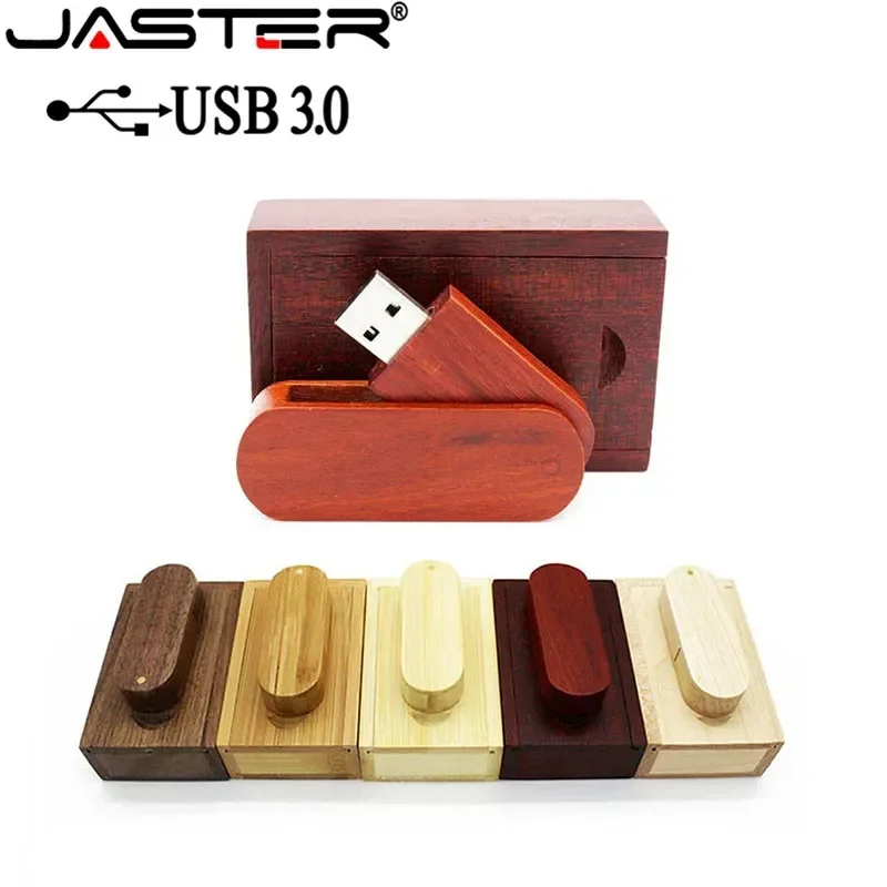 JASTER Wooden 3.0 Flash Drive 64GB 32GB 16GB 8GB Free Custom Logo High Speed Pen Drive with Box Memory Stick Wedding Gift U Disk