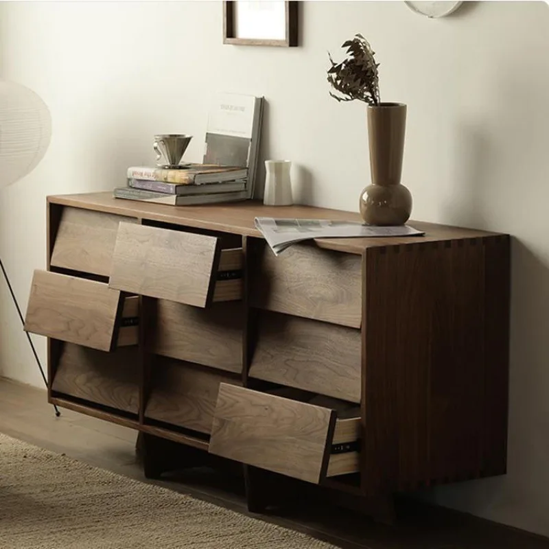 

Solid wood nine-bucket cabinet wabi wind living room storagecabinet simple locker homestay wall locker adult