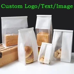 100PCS Iron Wire White Paper Window Toast Bread Cookies Packaging Bag DIY Baking Biscuit Oil Proof Slice Cake Storage Pouches