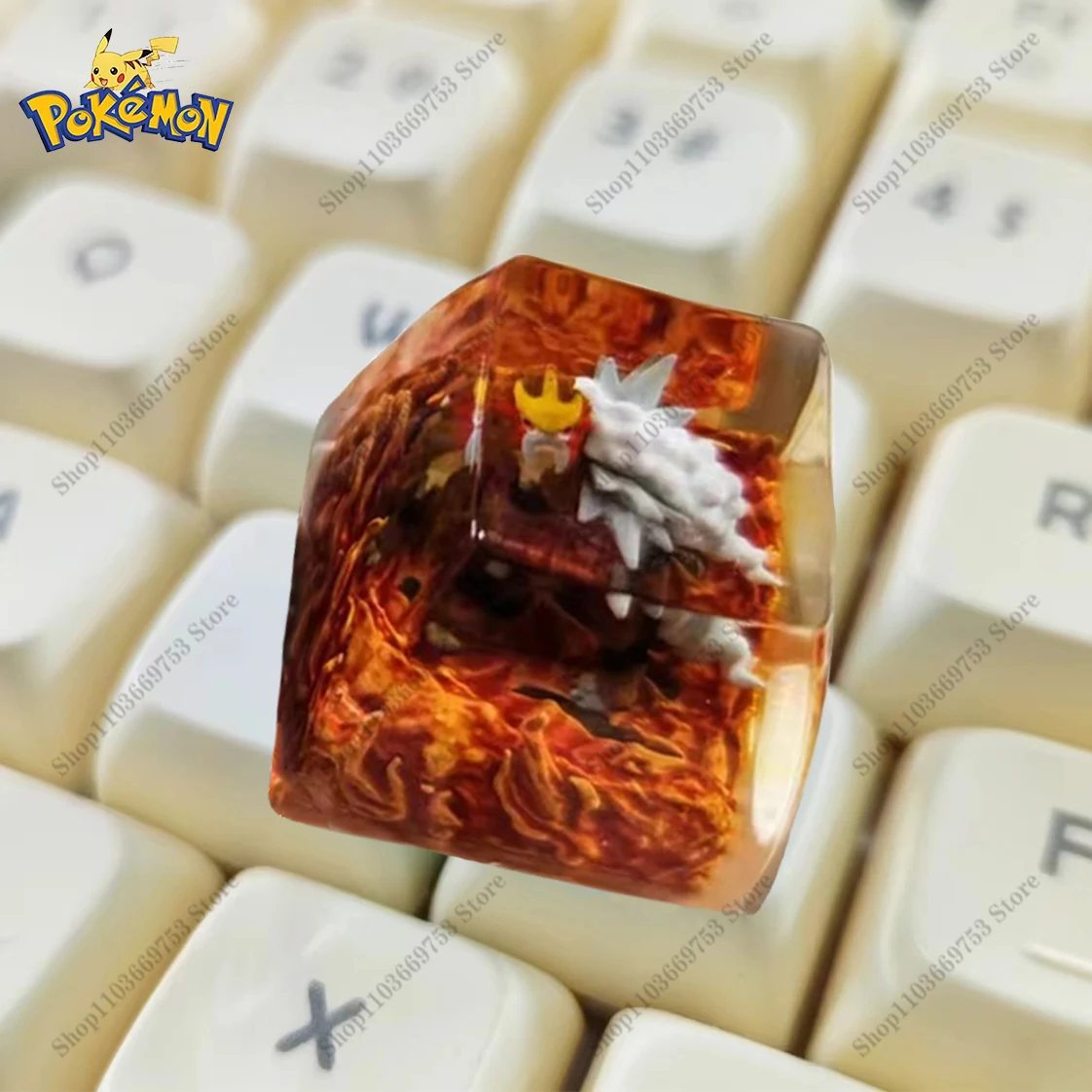 Pokemon Anime Keycaps Legendary beasts Entei Resin Transparent Stereoscopic Customized Mechanical Keyboard Key Accessories Gift