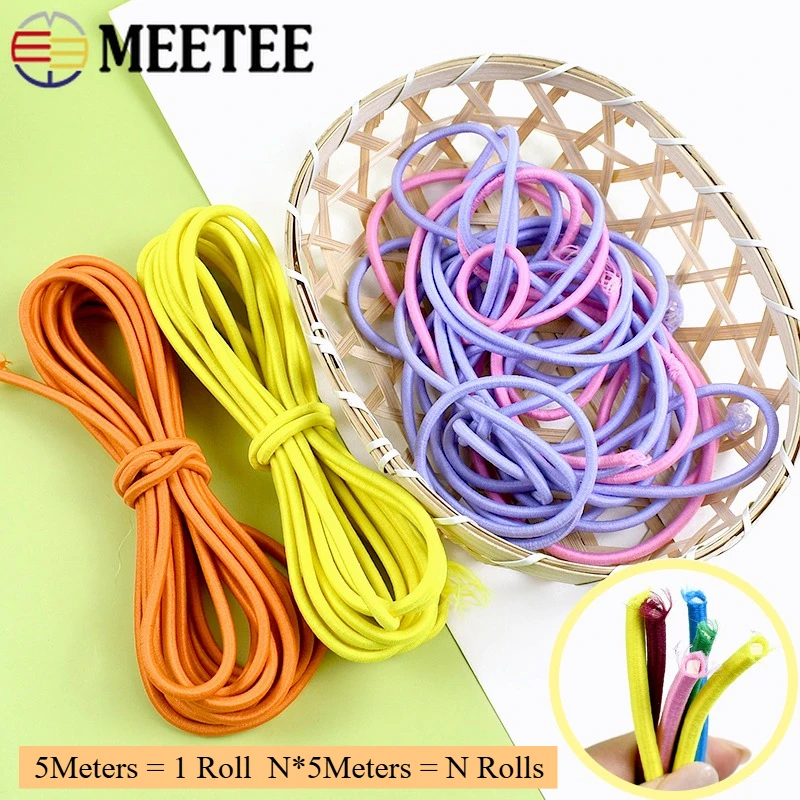 

5/10/20M 4mm Nylon Colored Elastic Rope Hat Drawstring Rubber Bands Hairband Garment Drawstrings Stretch Tape Sewing Accessories
