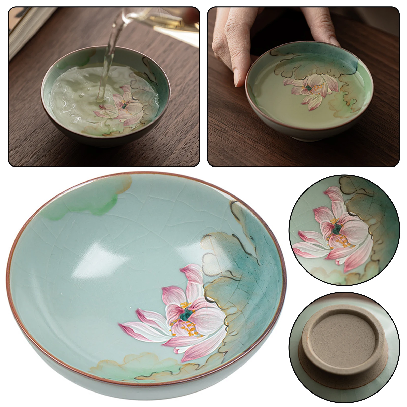 Lotues Pu'er Tea Cup Vintage Floral KungFu Teacup Present For Tea Lovers