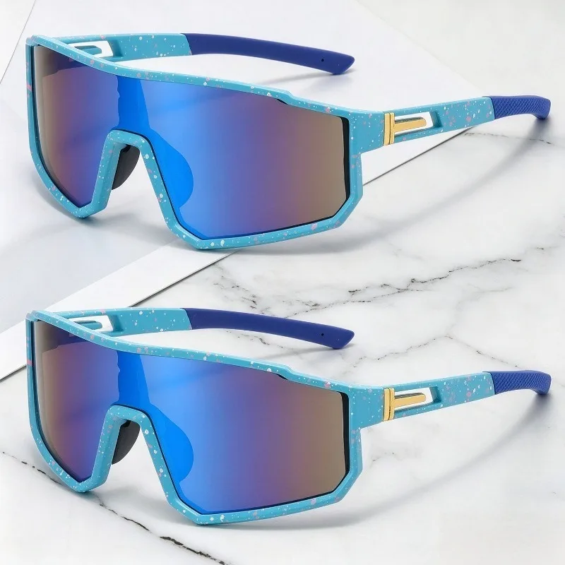 2pcs Bicycle Motorcycle Polarized Sunglasses Unisex Colorful Windproof Myopia Outdoor Road Riding Goggles