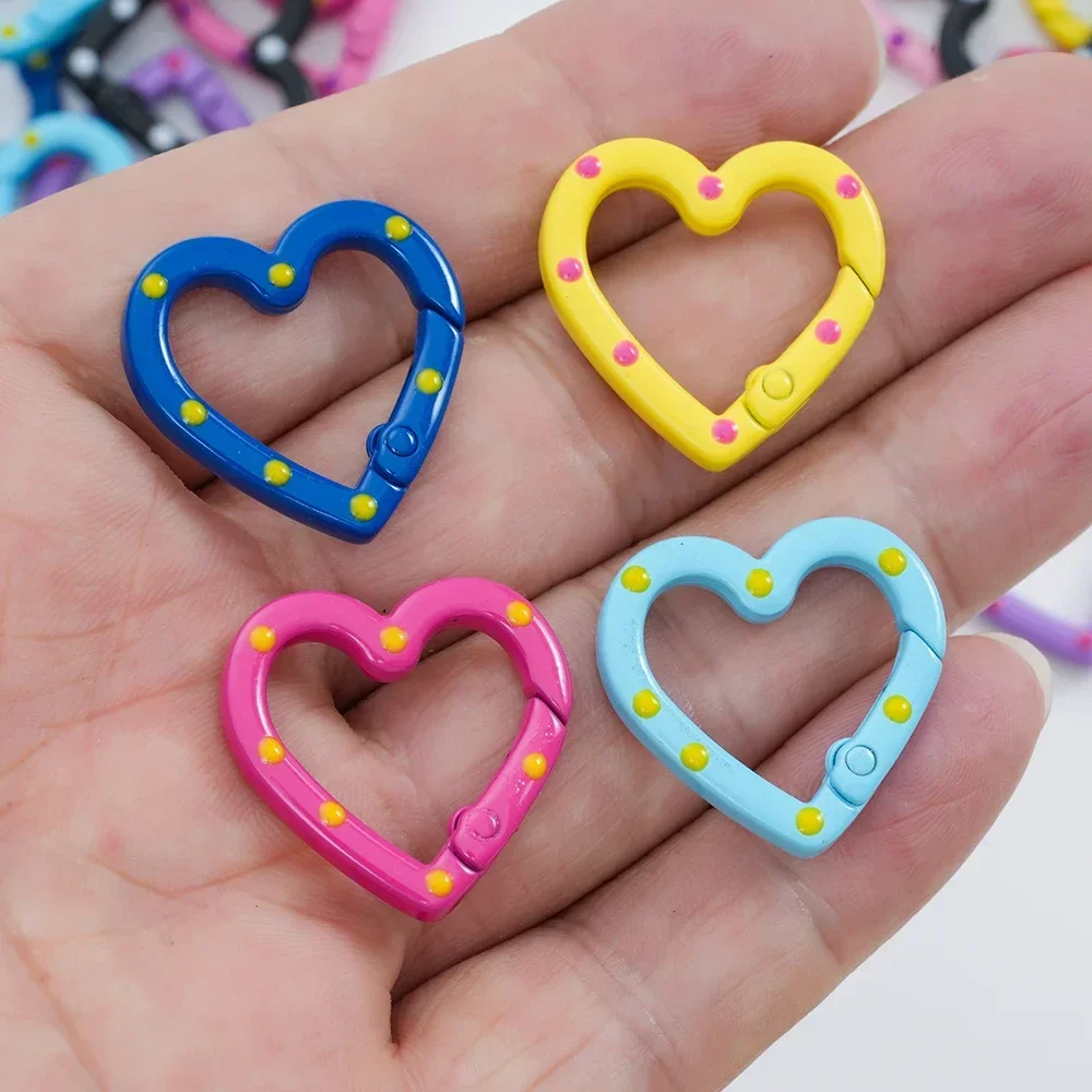 26mm Heart Metal Ring Clasp Spring Gate Lobster Clasp DIY Carabiner Keychain Bag Clips Hook Making Dog Chains Pendant Buckle