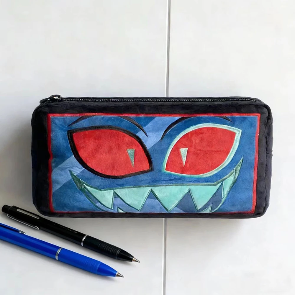 Anime Monster Face Demon Eyes Cosplay Plush Pencil Case Zipper Pen Bag Large Capacity Student Stationery Storage Pouch