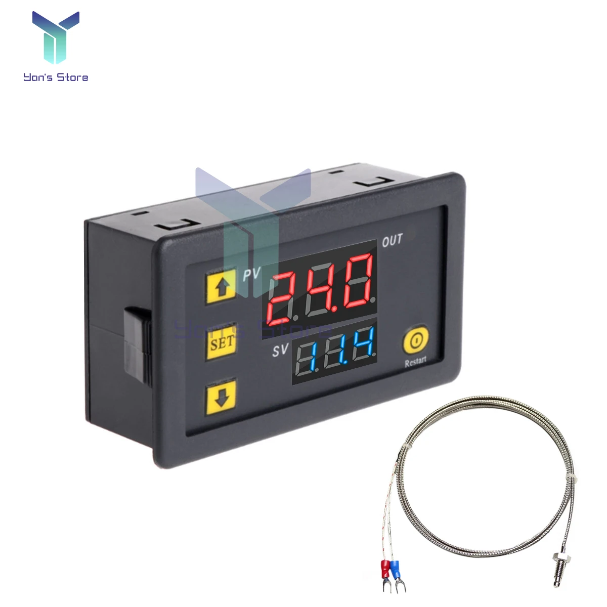 W3230 DC 12V Probe Line Digital Temperature Control LED Thermostat Regulator Heat/Cooling Control Thermoregulator -60°C~ 500°C