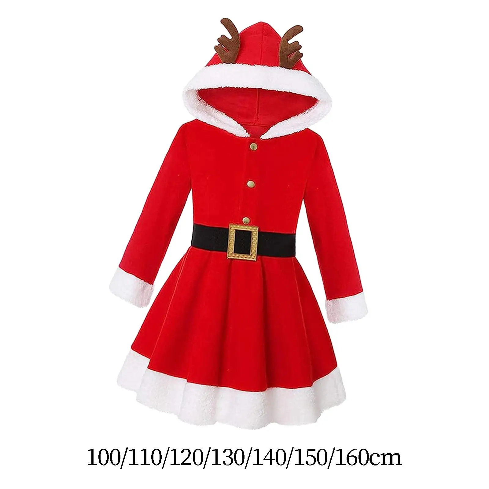 Elk Christmas Dress Christmas Costume Hooded Xmas Outfits Winter Clothing Velvet Cosplay Costume for Women Girls Party Birthday