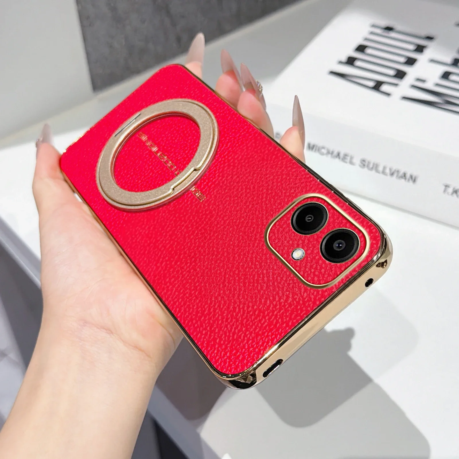 With Holder Back Cover Cases For Samsung Galaxy A08 A05s A07 A06 4G 5G Full Lens Protection Soft Silicone Leather Phone Case