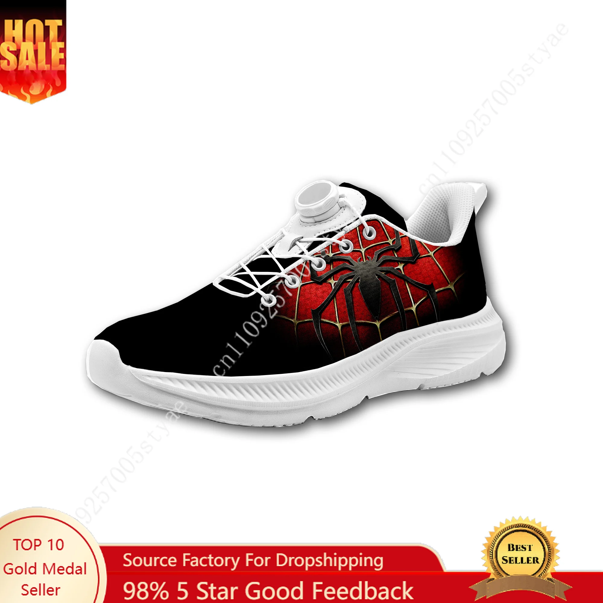 

Marvel Peter Spider Man Custom Walking Shoes Men Woman Rotating Button Without Laces Shoe Design Lightweight Sneakers Unisex