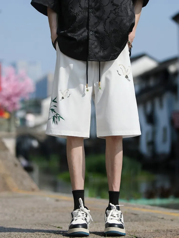 

Ice Silk Men's orts Summer Thin Qui Dry Breathable Casual Loose Straight Tube Five-Quarter Length Pants Faionable Youth...