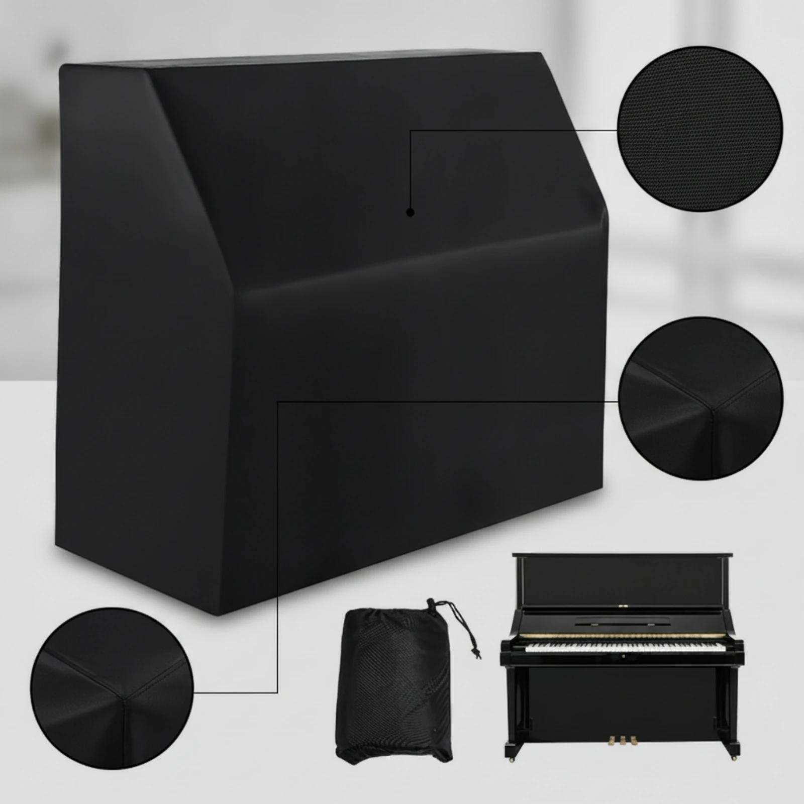 Upright Piano Cover with Storage Pouch Heavy-Duty Upright Piano Cover Long-Lasting Scratch-Resistant for Pianists, Home, School