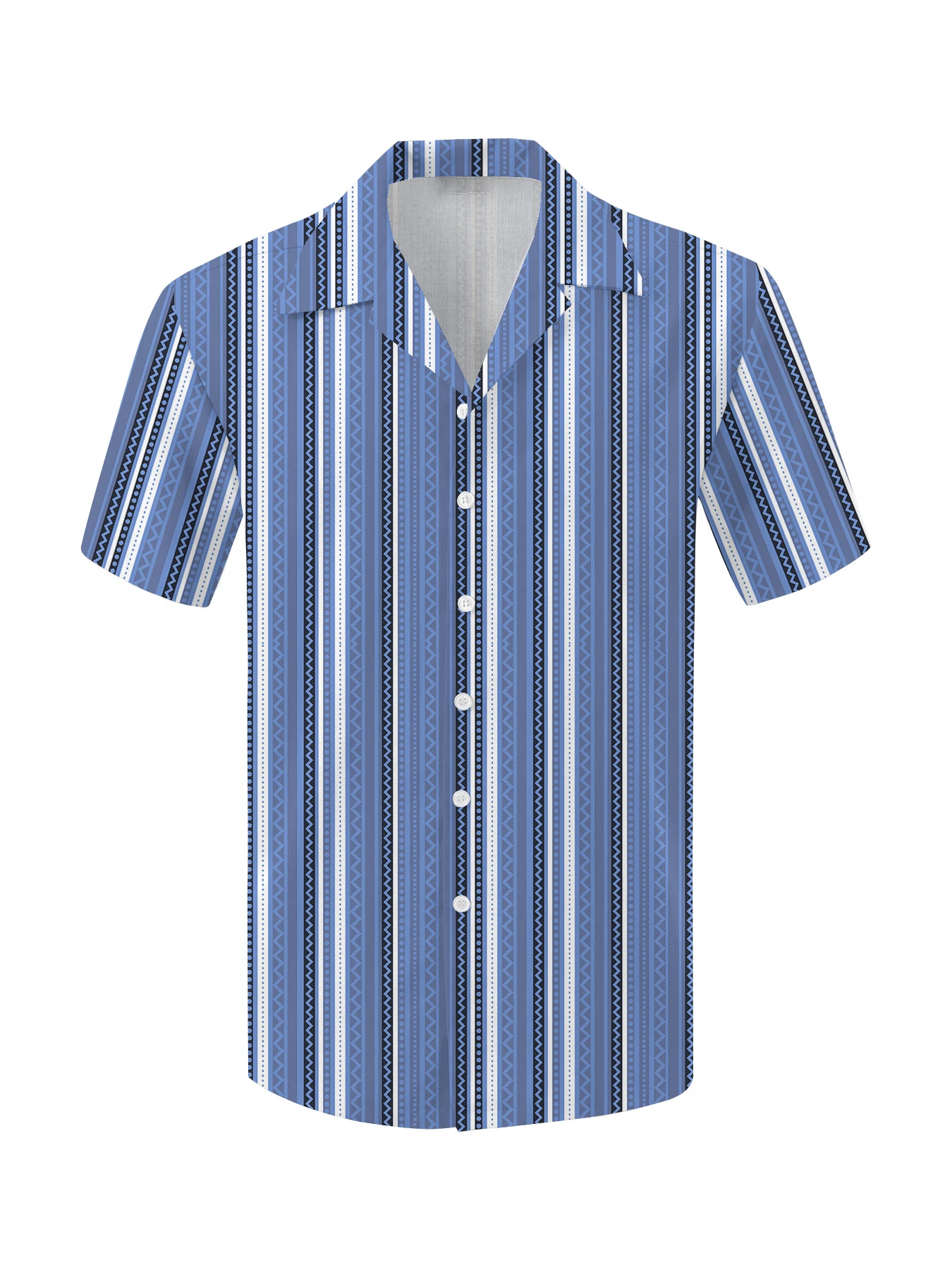 Camisa hawaiana de playa para hombre, camisa con estampado 3D, costura a rayas, Top informal de manga corta con botones, ropa de calle para vacaciones