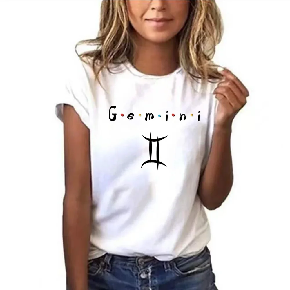 New Constellation Printed T shirt for women Summer Short Sleeve Clothes Women Pullover Tee Tops Casual O-neck T-shirt Streetwear