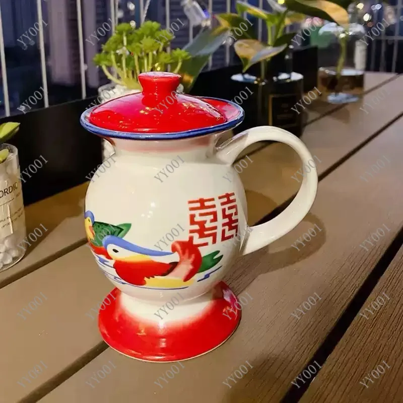 

Funny Vintage Chinese Style Ceramic Cup Bowl Enamel Water Mug Home Tableware Holiday Present