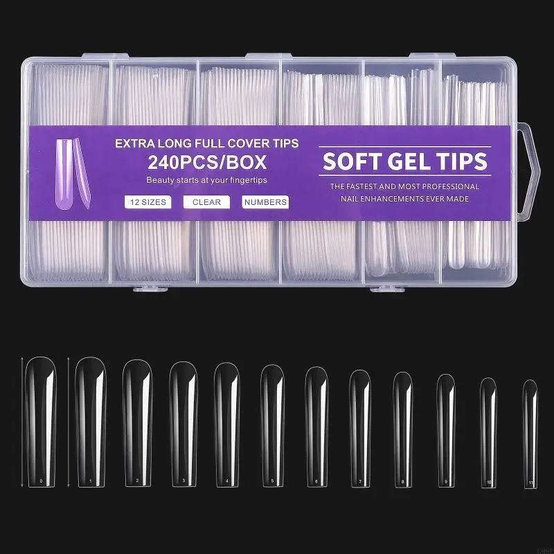G99E Soft Gel Full Cover Tips Kits for Soak Off Extensions,Press on Nails