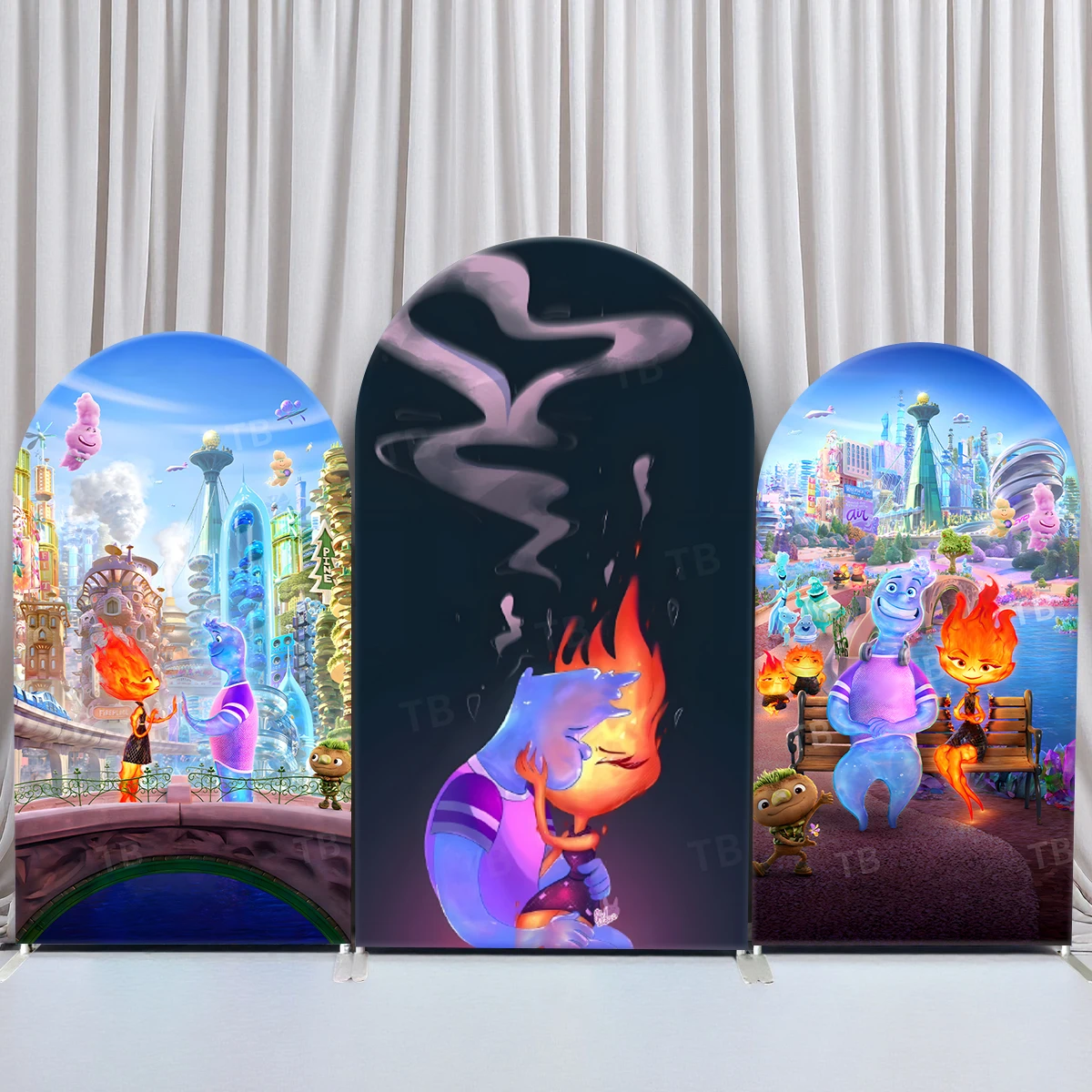 

TB Disney Elemental Arch Backdrop Cover Ember Lumen & Wade Ripple Baby Shower Photo Background Party Decor Props Elastic Fabric