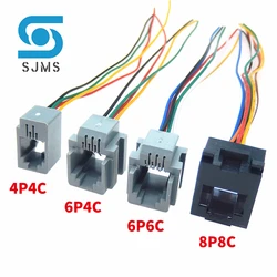 10PCS RJ11 RJ12 RJ45 Telephone FEMALE SOCKET 4P4C 6P4C 6P6C 8P8C Connector With Wire Female Jack Connectors 616E 623K 616M 641D