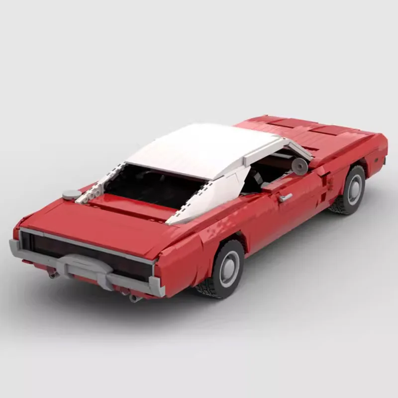 Vintage 1969 Style Muscle Car Model Building Blocks Retro American Sedan Bricks Hobby Ornament Gift For Collectors