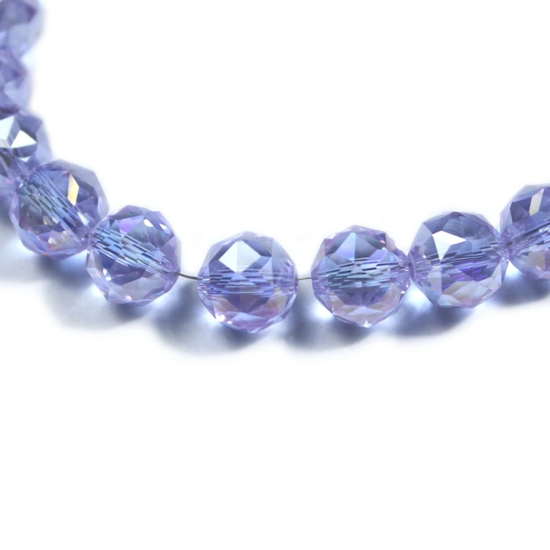 Round Cut Electroplating Colors Light Amethyst 8 10mm Faceted Crystal Glass Loose Spacer Beads For Jewelry Making DIY Bracelet ﻿