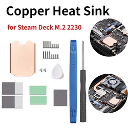 For Steam Deck Copper Heat Sink with Thermal Pad SSD Copper Cooler Radiator for Steam Deck M.2 2230 SSD Game Accessories