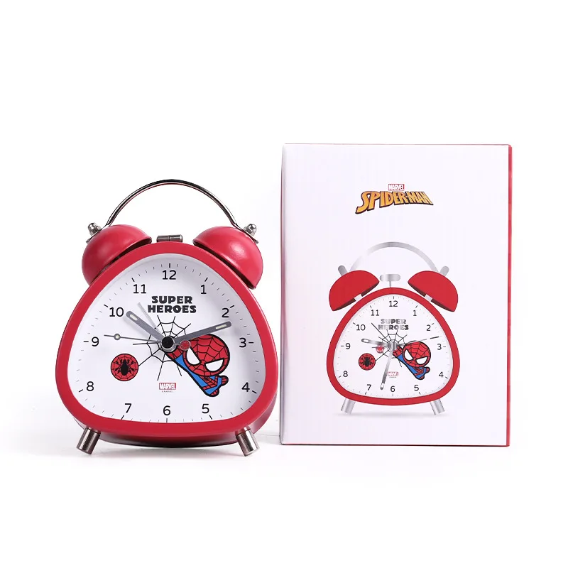 ديزني جرس المنبه الإبداعية الرجعية طالب الكرتون ميكي ماوس المعادن مضيئة مزدوجة مؤشر الجرس على مدار الساعة هدية الكريسماس