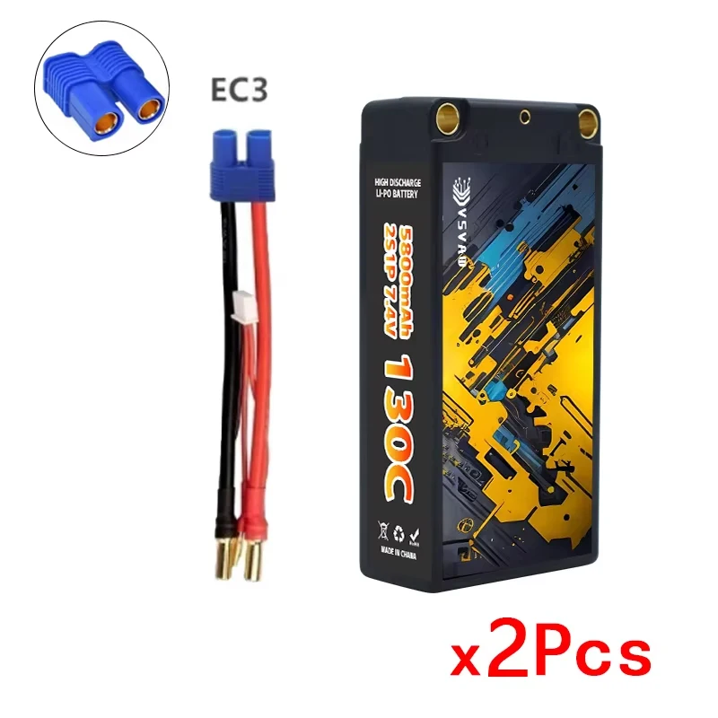 1/2 Stuks Originele TERANTY 2S 7.4V 5800mAh 130C/260C Lipo Batterij 1/10 Drift Racing Bigfoot off road Hard Shell Lithium Batterij