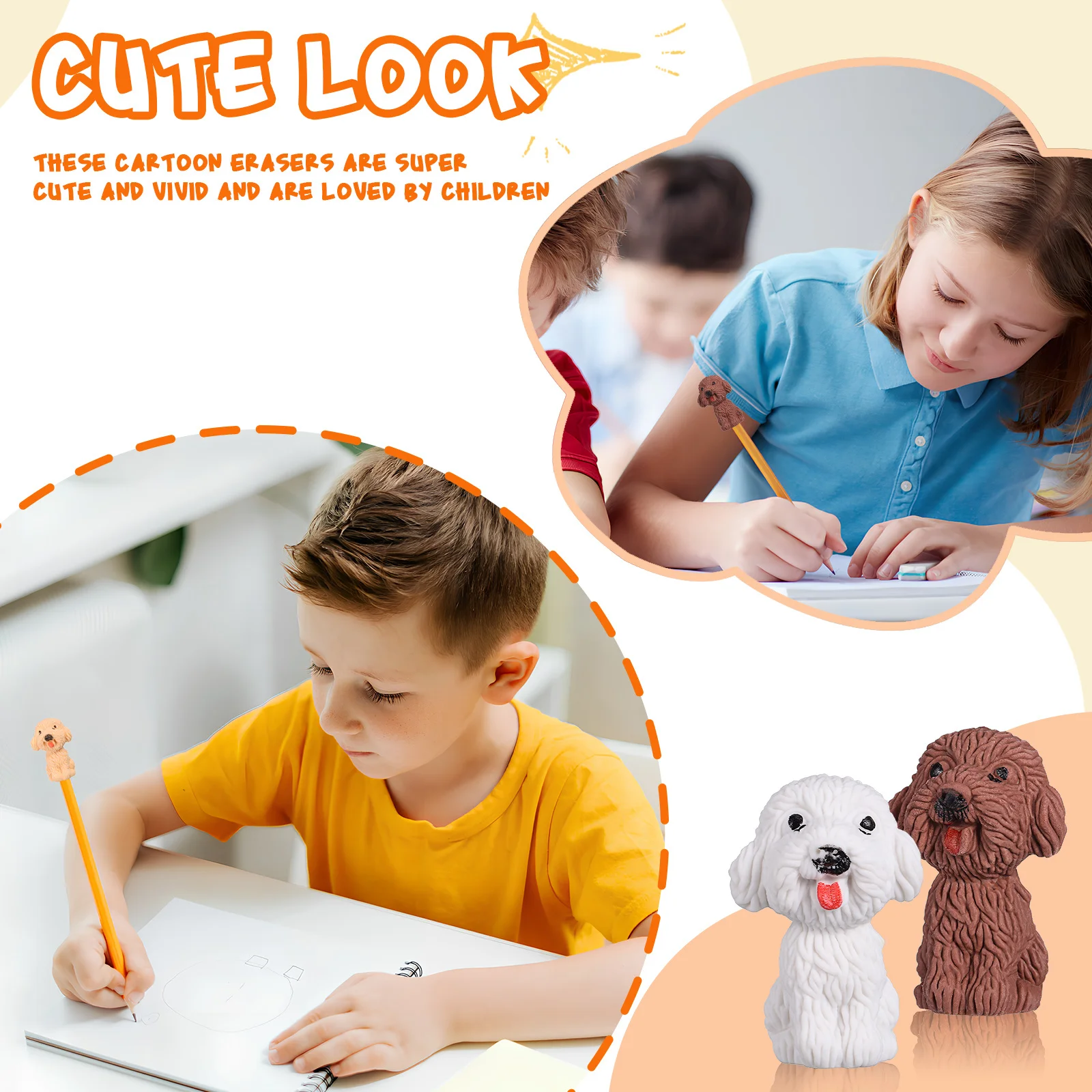 

40Pcs Small and Cute Dog Shaped Erasers for Pencils Ideal for Kids School and Office Use Pencil Eraser Tops Cute Erasers