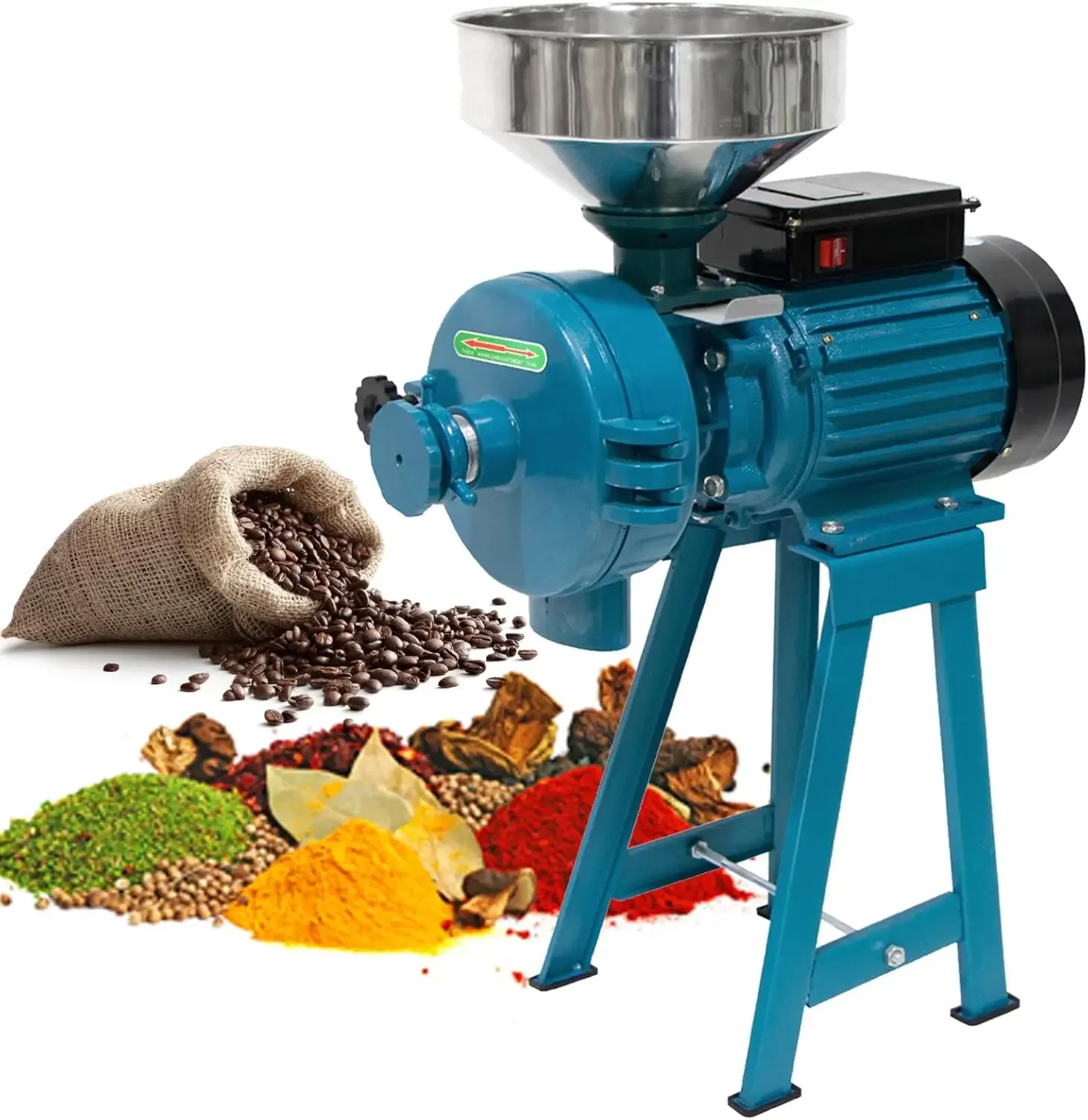 Wet & Dry Electric Grain Mill Grinder - 110V Commercial Home Farm Rice Wheat Corn Grinder Machine | Flour Mill | Molino de Maiz