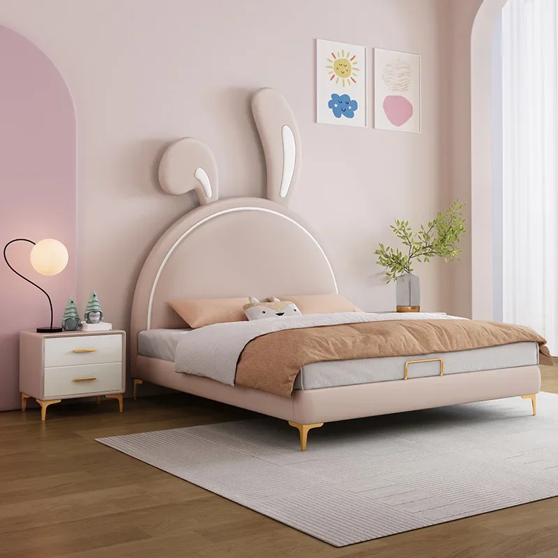 سرير أطفال كرتوني على شكل أرنب 1.2 متر 1.35 متر سرير من القماش بتقنية البنات