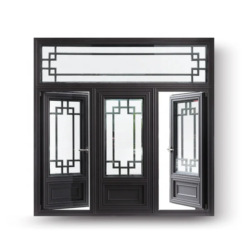 Beize Factory Customized Grill Design Tempered Glass Aluminum Vertical windows and sliding glass doors for house