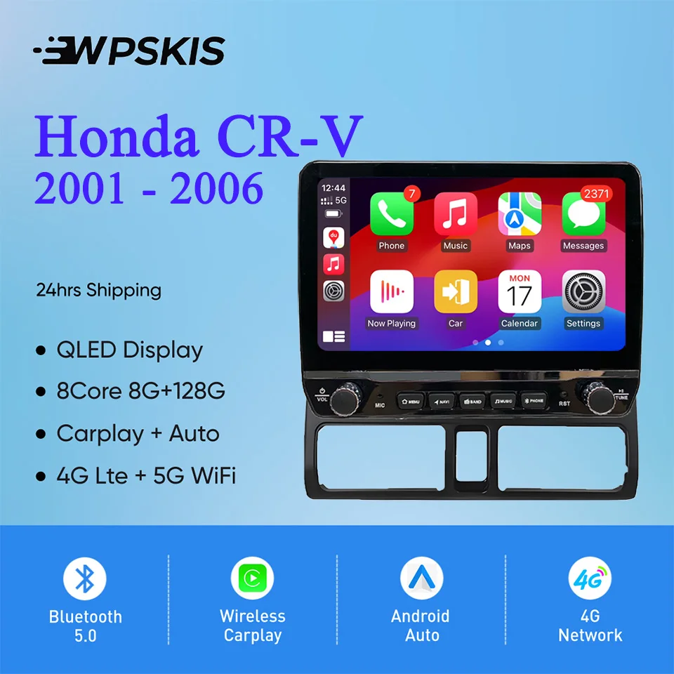 8 + 128G Carplay Auto Radio de coche para Honda CR-V CRV 2001 - 2006 Video de coche reproductor Multimedia de música Autoradio unidad principal cinta Gps Navi