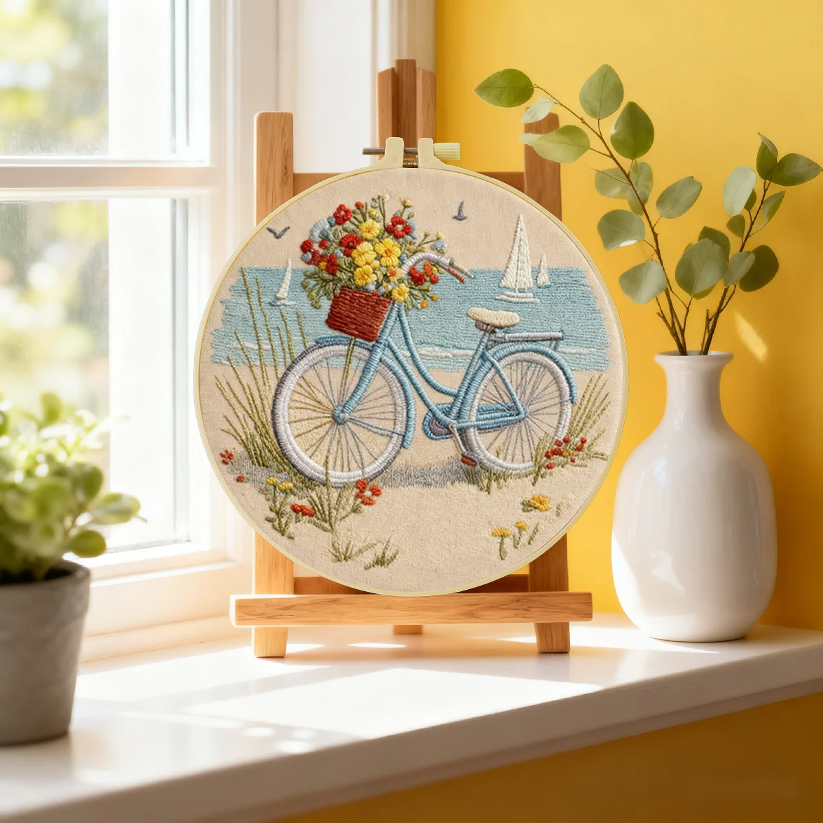 1 Stück 20X20CM/15X15CM 7,87/6,3 Zoll Fahrrad-Stickerei-Starter-Kit DIY-Kit DIY-Stickerei-Set Handarbeiten Nadelkunst – Detail 1