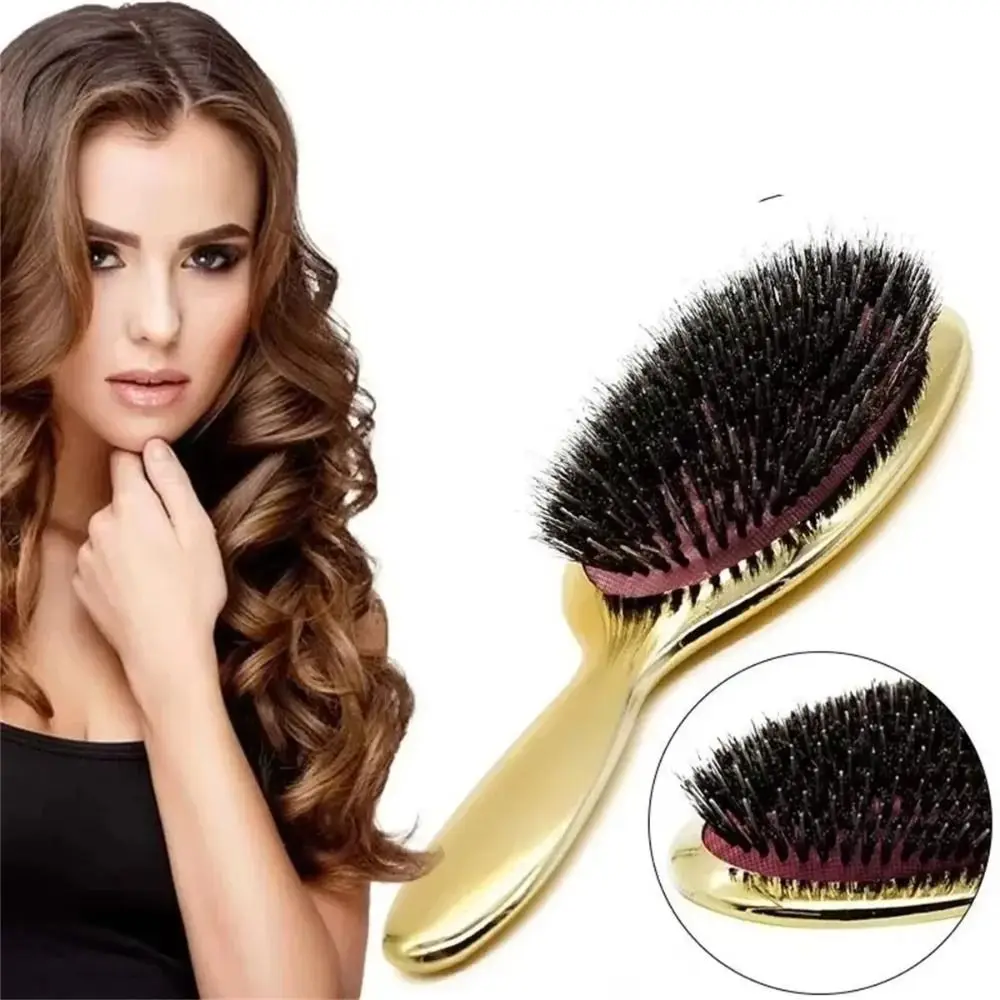 

PS Boar Bristle Paddle Hair Brush Oval Shape Paddle Shape Hair Brush Anti Static Hair Care Hairdressing Massage Comb