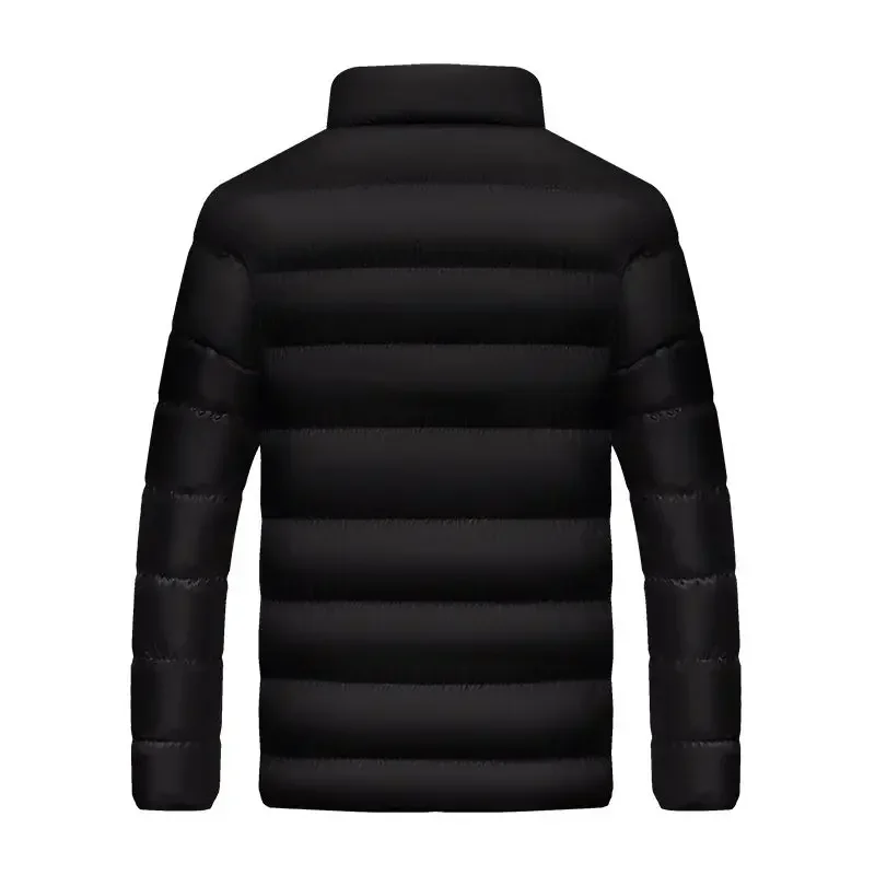 2025 Chaqueta de tendencia juvenil cortavientos chaqueta acolchada de algodón deportes casuales Otoño e invierno cuello alto para hombres cálido y grueso para hombres