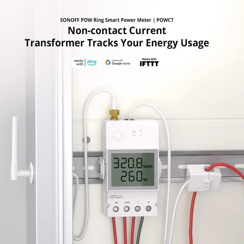 SONOFF POWCT Ring Smart Power Meter ESP32 Chip Current Transformer 100A Energy Monitor Contacter Control Works With Alexa Google