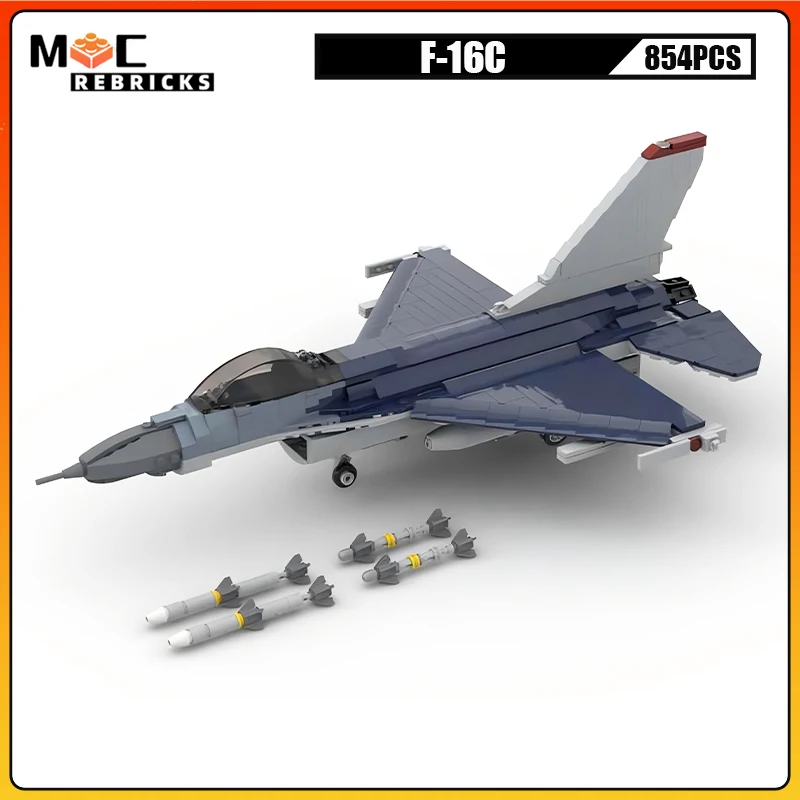 MOC Customized Bricks Aircrafts F-16C Fighting Falcon Fighter High-tech Military Weapon DIY Building Blocks Toys Kids Xmas Gifts