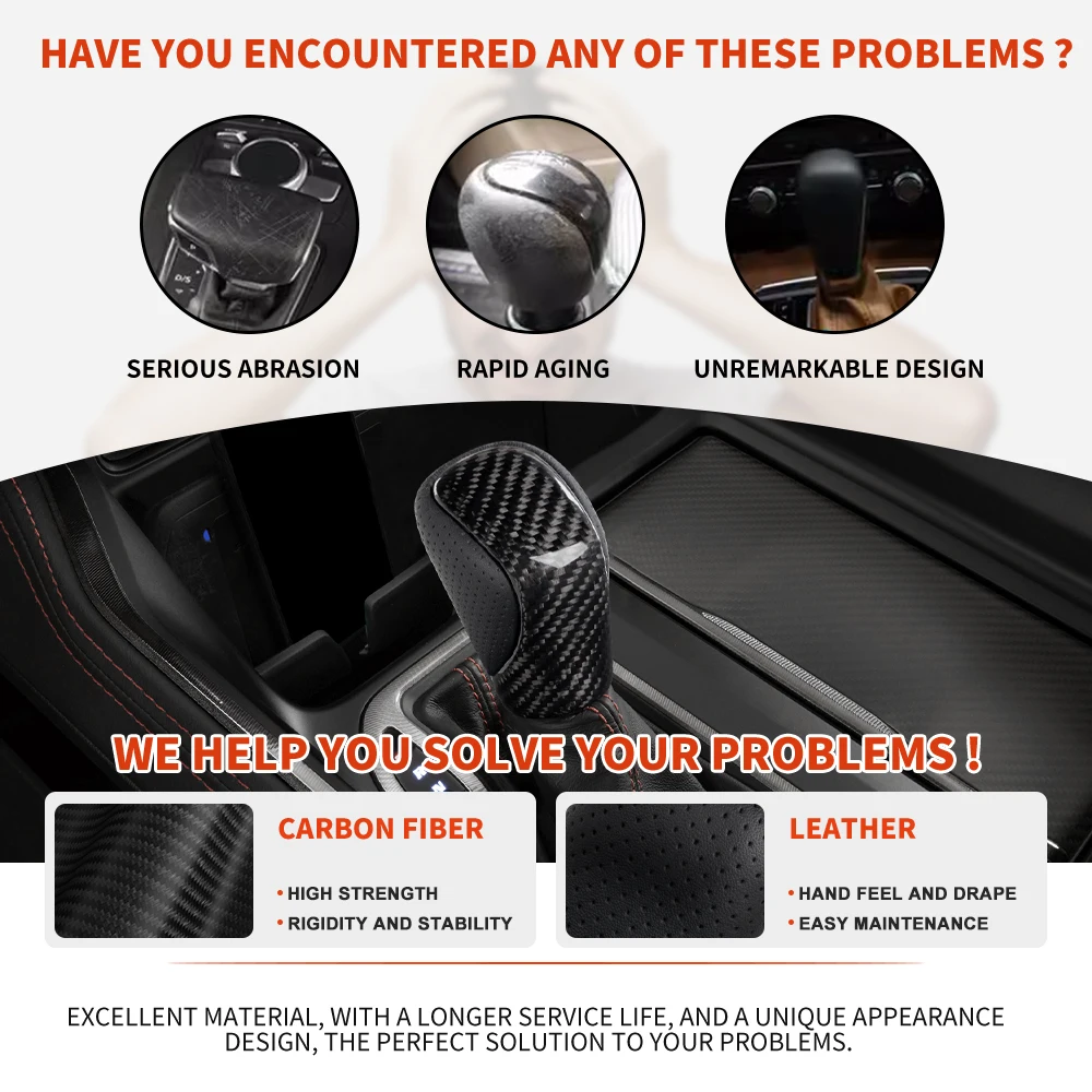 ZS-Carbon Fiber Leather Gear Shift Knob With Quality Leather For Lexus ES GS GX IS NX RC RX Automobile Modification Parts SFN205