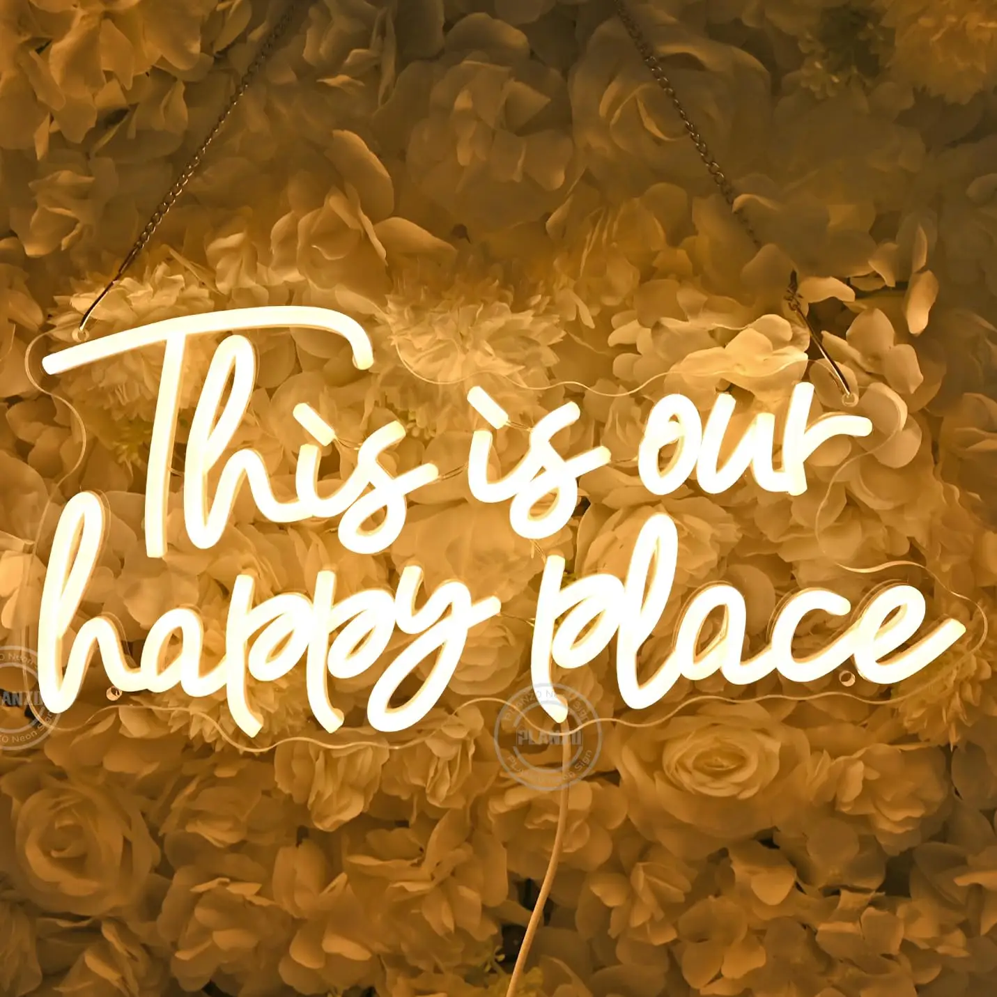 

This is Our Happy Place Neon Sign Office Living Room Game Room Man Cave Business Cafe Store Decor Wedding Birthday Party Gift