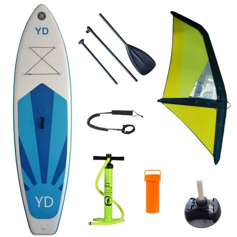 Windsurfing Sail Kit Inflatable SUP Board Set Portable Water Sports Gear  Beginners Adults Training Practice Use