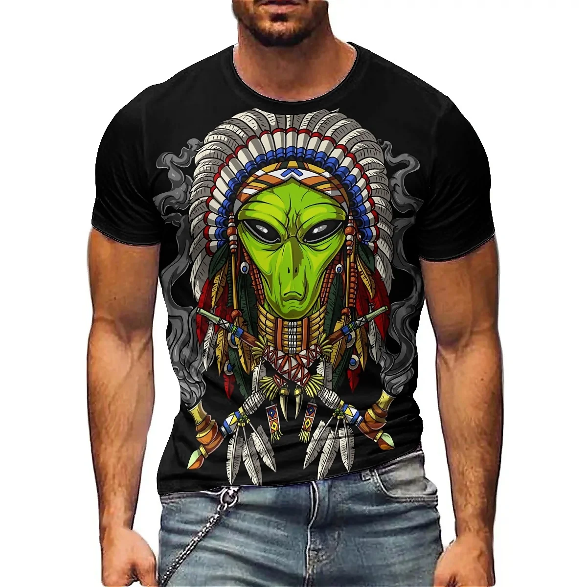

Graffiti Men's 3D Printed Short-Sleeved T-Shirt, Soft and Comfortable Fabric, Men's Short-Sleeved Printed Shirt