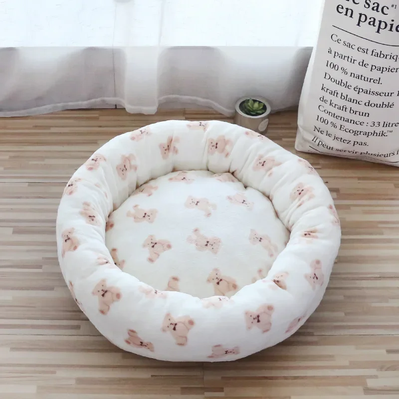 Pet Sofa Bed Dog Cat Nest Donut Washable Round Plush Nest Soft Comfortable Cushion Mat Winter Warm Puppy Kitten Calming Beds