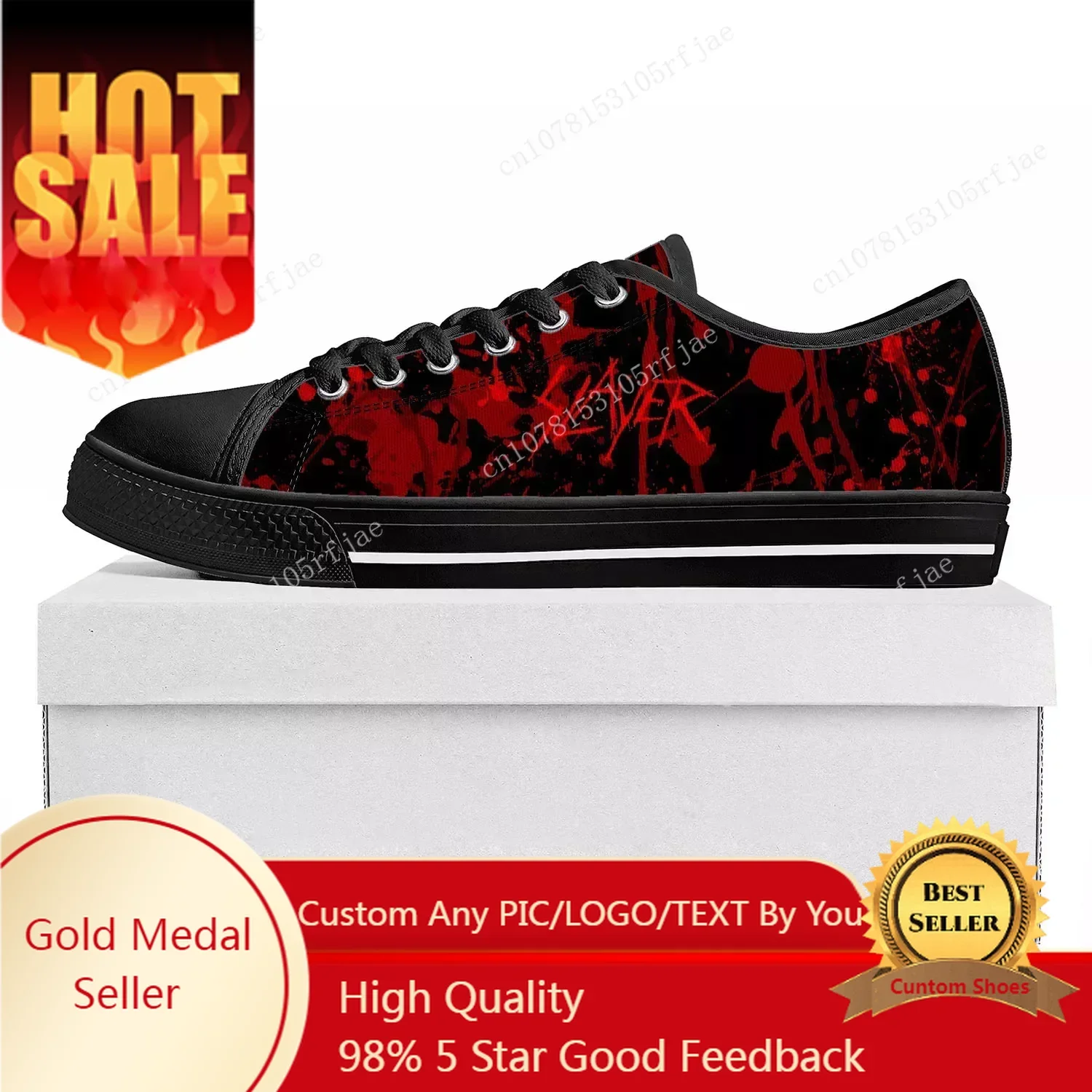 

Slayer Heavy Metal Rock Band Low Top Sneakers Mens Womens Teenager Canvas Sneaker Casual Couple Shoe Custom Shoe