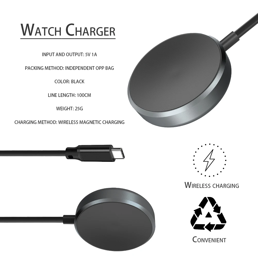 

Type-C Wireless Charger Dock Cord Aluminium Alloy Wireless Magnetic Charging Cable Replacement for Samsung Galaxy Watch5/5 Pro/4
