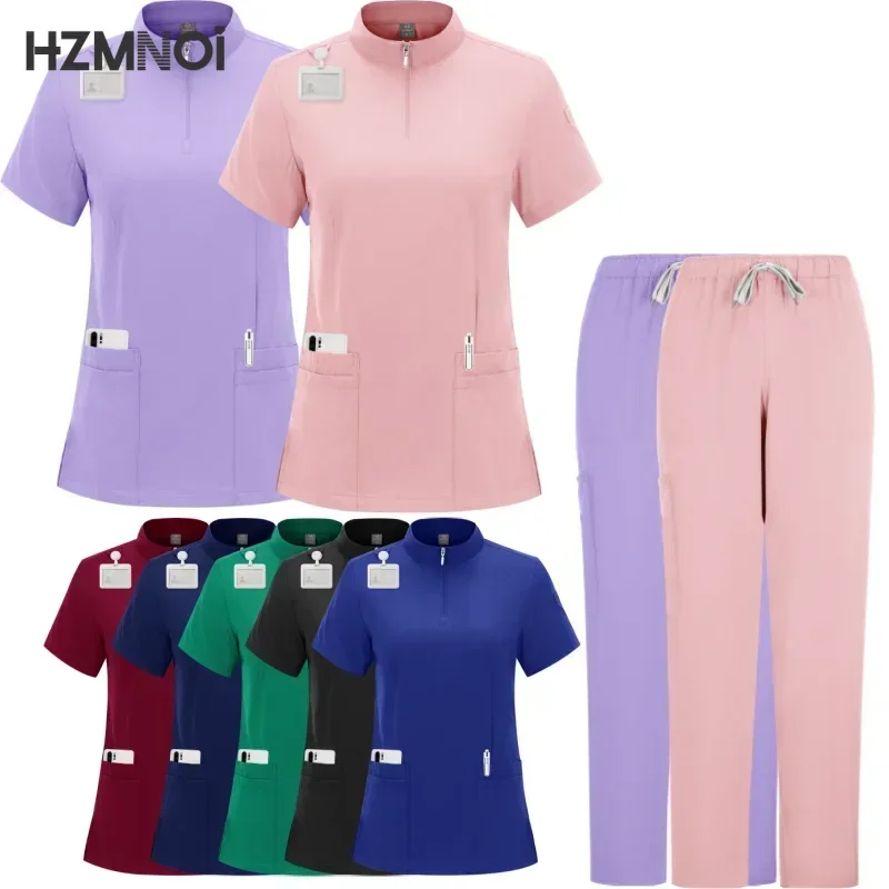 Nurse Accessories Scrubs Women Nurse Uniform Stretchy Doctor's Short Sleeve Uniform for Medical/Laboratory Clothing