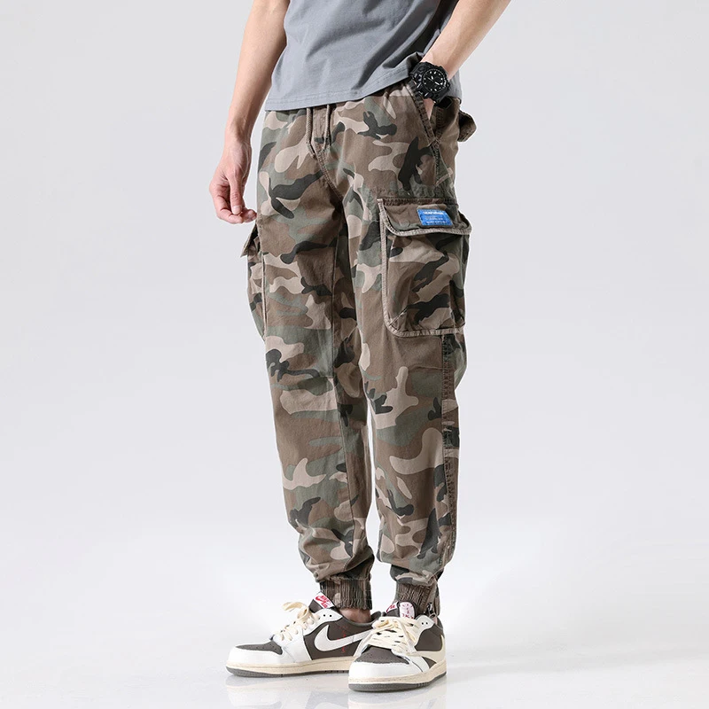 Men's Summer Camouflage Work Pants American Style Loose Casual Multi Pocket High-End Trendy Loose Fit Cargo Trousers