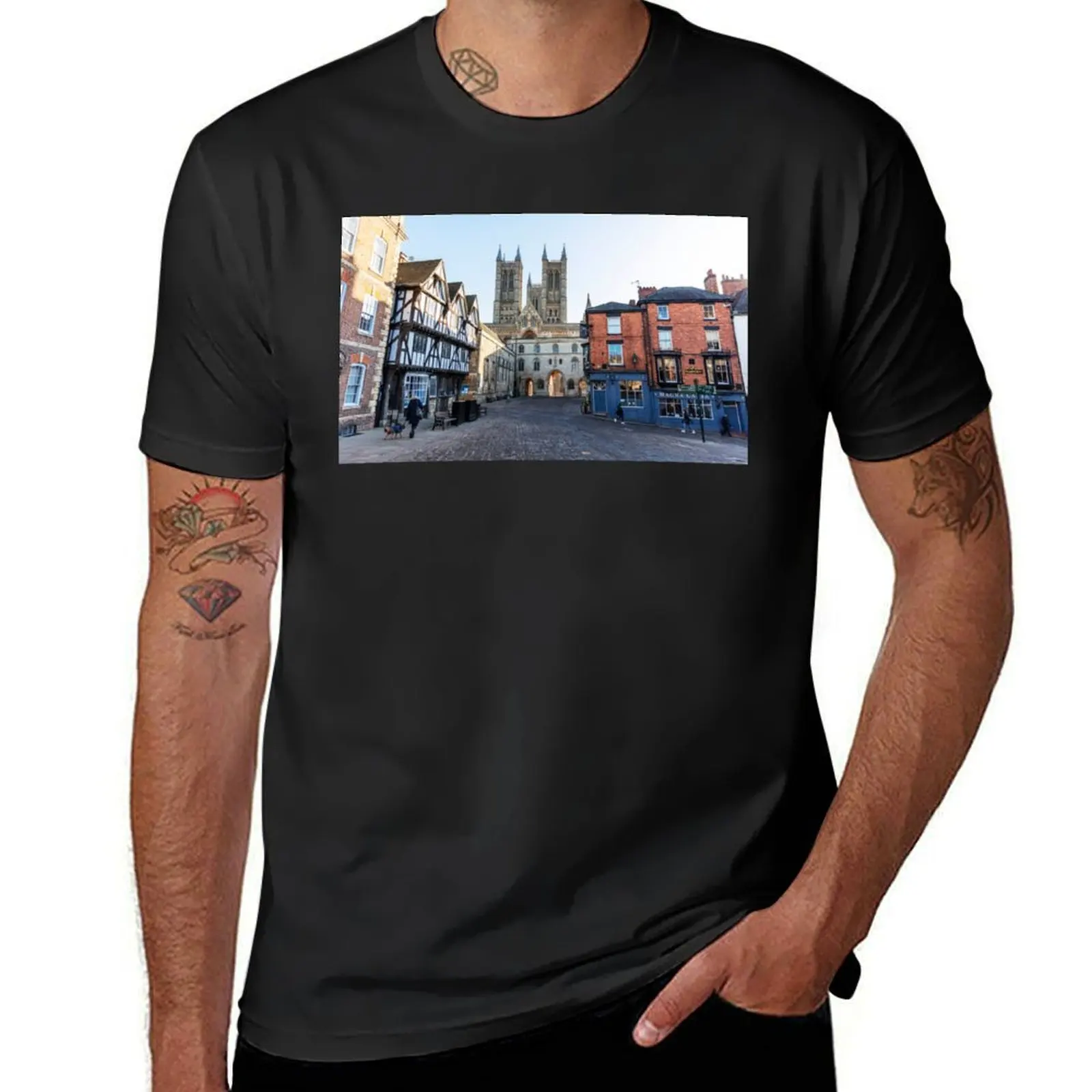 Lincoln Cathedral And Magna Carta From Castle Square T-Shirt summer tops shirts graphic tees sweat funny t shirts for men