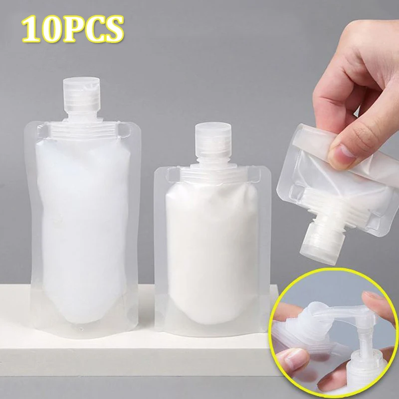 10-teiliges platzsparendes Reisetaschen-Set: – Freundliche, auslaufsichere und wiederverwendbare Shampoo-/Lotion-Behälter – TSA-zugelassen, 30 ml, 50 ml, 100 ml