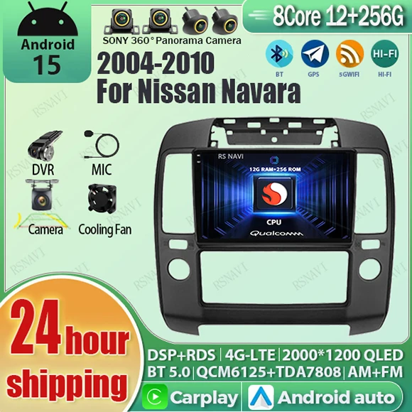 

Android 15 Carplay Auto Qualcomm 2K QLED экран автомобильный радиоплеер для Nissan Navara 2004-2010 GPS стерео Wi-Fi BT 4G навигация