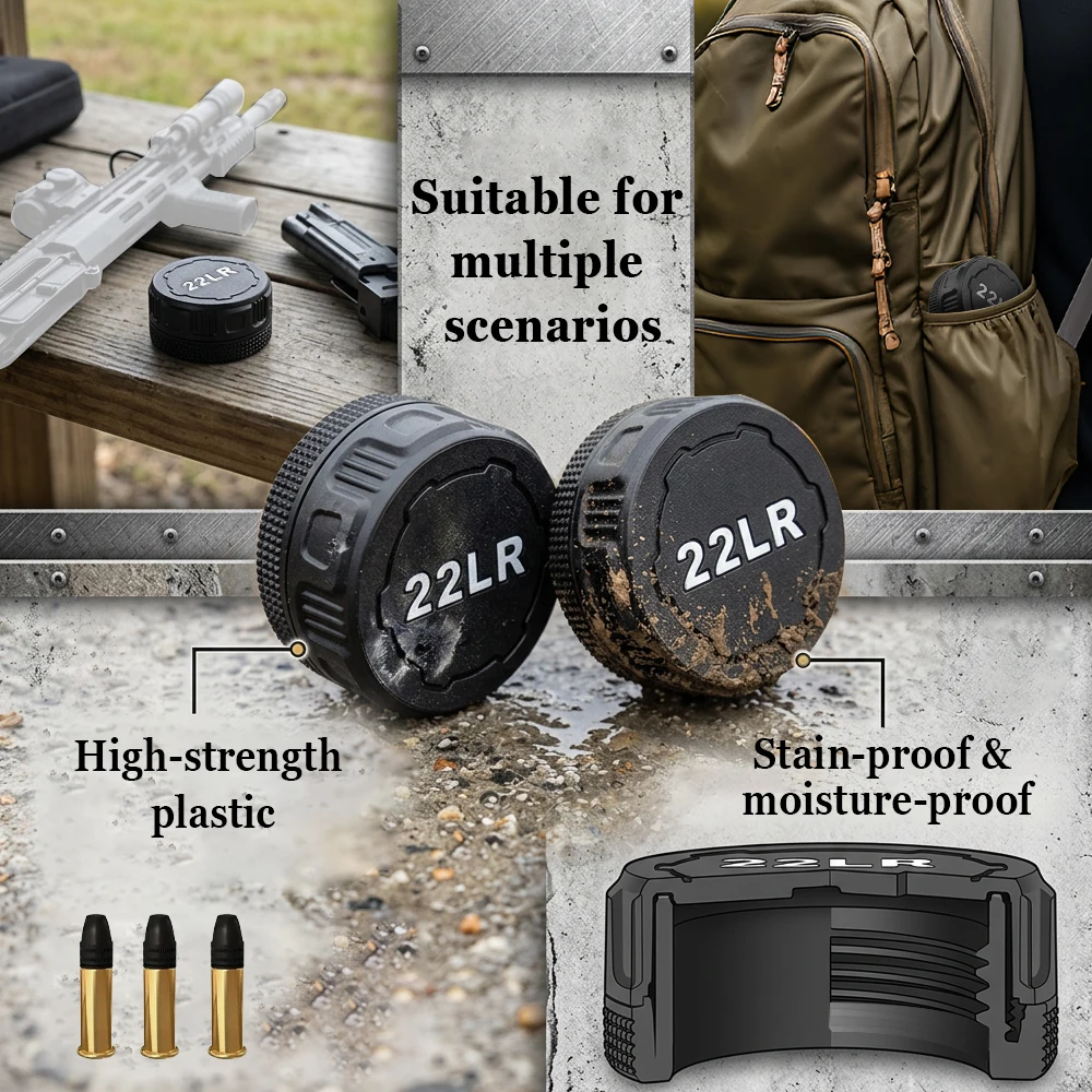 6Pcs Ammo Storage Box .22LR 55 Rounds Ammunition Case Bullet Storage Container Portable Mini Ammo Organizer Box for Men Hunting view 6