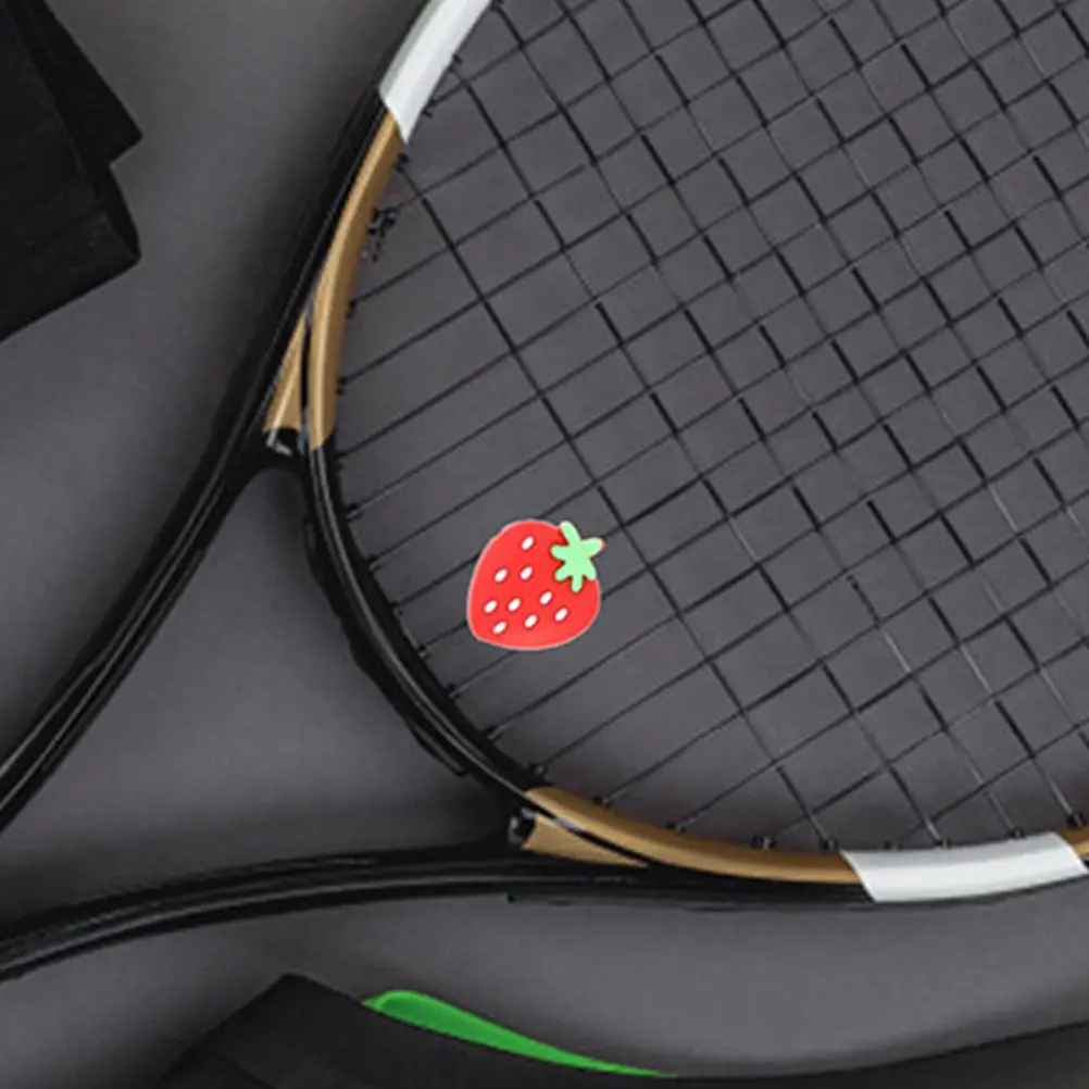8Pcs Tennis Racket Vibration Dampeners Silicone Strawberry Shape Shock Absorbers Small Lightweight Playing Accessory